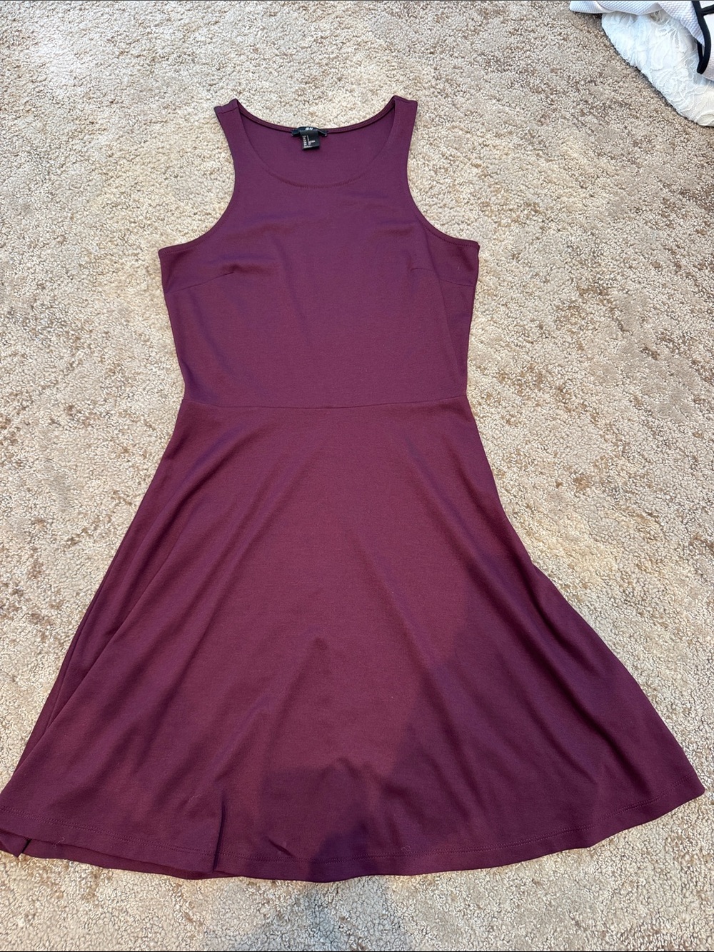 H&M Sleeveless Fit & Flare Midi Dress in Plum